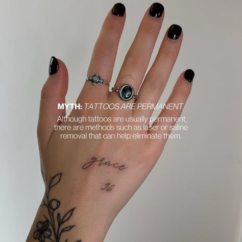 Need more info on fineline tattooing?✨We get it! Here are some myths debunked to help you decide on that tattoo you’ve been wanting: 1️⃣ Myth: Tattoos are permanent. Truth: Although tattoos are usually permanent, there are methods such as laser or saline removal that can help eliminate them. 2️⃣ Myth: Fineline tattoos are always minimalist. Truth: Fineline designs can be intricate and detailed! They offer endless possibilities for creativity beyond just minimalism. 3️⃣ Myth: Fineline tatt... Fineline Tattoos, Tattoo You, Endless Possibilities, Tattoos, Canning, Instagram