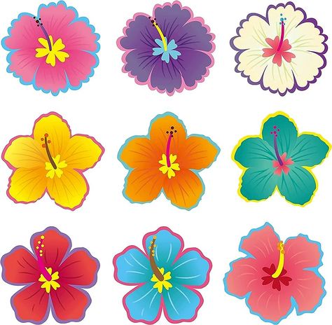 Amazon.com: BeYumi 45 Pcs Summer Luau Hibiscus Flower Cutouts Bulletin Board Decorations Set Creative Wall Decals Art Décor for Classroom School Spring Summer Tropical Hawaiian Themed Birthday Party Baby Shower : Electronics Hawaii Crafts, Birthday Bulletin Boards, Birthday Bulletin, Hawaiian Party Decorations, Lilo Y Stitch, Bulletin Board Decor, Seasonal Displays, How To Make Paper Flowers, Board Decoration