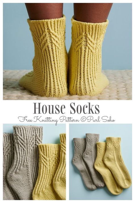 House Socks Free Knitting Pattern Sock Knit Pattern Free, Double Knit Socks Free Pattern, Cable Sock Knitting Pattern, Sock Knit Pattern, Vanilla Socks Free Pattern, Two Needle Socks Free Pattern, Free Sock Patterns Knit, Flat Knit Socks Free Pattern, Knitting Socks Pattern Free