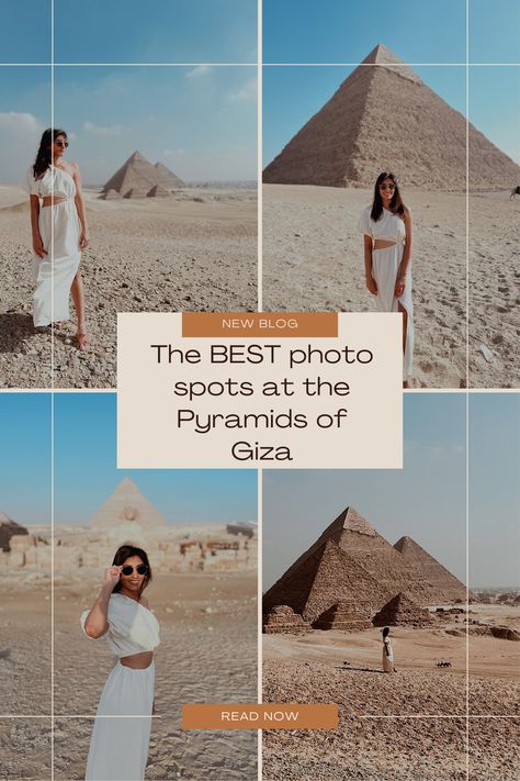 Do you want those Insta-worthy shots at the Pyramids of Giza? Check out my guide which reveals photo spot locations, what order to do the different pyramids in and general information to help plan your trip to the Pyramids of Giza! #egyptguide #cairoguide #pyramidsofgiza #instashots #instagrammableplaces #instagrammablephotos #egyptpyramids Pyramids Of Giza Aesthetic, Pyramids Of Giza Photography, Giza Egypt Photography, Pyramid Photo Ideas, Pyramids Egypt Photo Ideas, Giza Pyramids Outfit, Pyramids Photo Ideas, Pyramids Egypt Photography, Pyramids Egypt Outfit