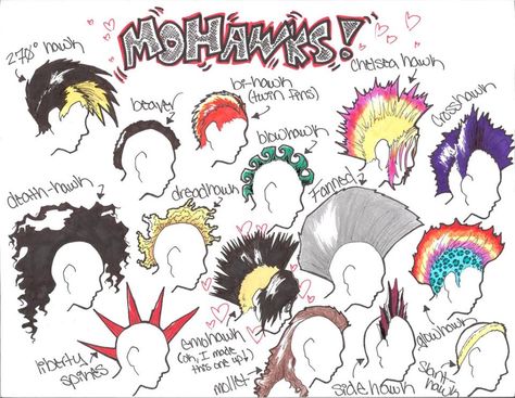 Punk Culture, Mohawks, Arte Punk, Punk Art, Punk Hair, Hair Reference, Sketchbook Art Inspiration, Drawing Reference Poses, A Drawing