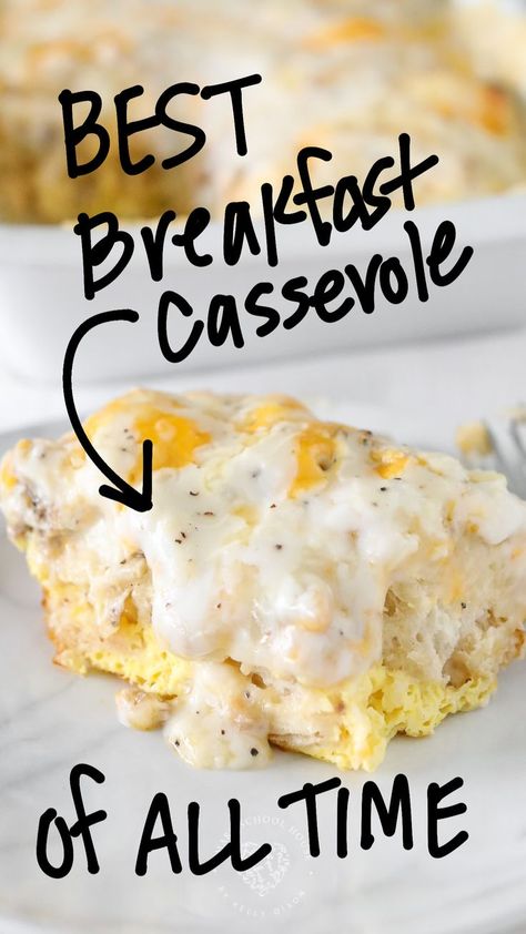 Biscuit and Gravy Casserole is a comforting breakfast recipe that hits the spot every time. A different take on traditional biscuits and gravy, this easy breakfast casserole is a fun way to mix things up at the breakfast table! Make this comforting meal for breakfast, brunch, or breakfast for dinner! Biscuit And Gravy Casserole, The Best Breakfast Casserole, Biscuit And Gravy, Breakfast Gravy, Comforting Breakfast, Best Biscuits And Gravy, Gravy Casserole, Breakfast Casserole With Biscuits, Easy Breakfast Casserole