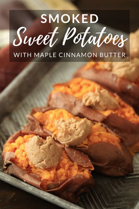 Smoked Sweet Potatoes, Sweet Potato Stacks, Smoker Grill Recipes, Traeger Cooking, Pellet Smoker Recipes, Hey Grill Hey, Traeger Grill Recipes, Grilled Sweet Potatoes, Smoked Turkey Recipes