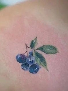 Hip Tattoos Women Watercolor, Cute Blueberry Tattoo, Tiny Blueberry Tattoo, Blue Ink Tattoo Words, Blueberry Bush Tattoo, Blueberry Tattoo Minimalist, Blueberry Branch Tattoo, Fruits Tattoo, Blue Tattoo Ideas