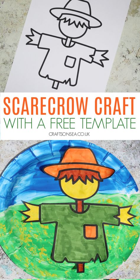 paper plate scarecrow craft free template Scarecrows Crafts For Kids, Scarecrow Template Free Printable, Paper Plate Scarecrow, Scarecrow Template, Scarecrow Craft, Harvest Crafts, Diy Scarecrow, Scarecrow Face, Scarecrow Crafts