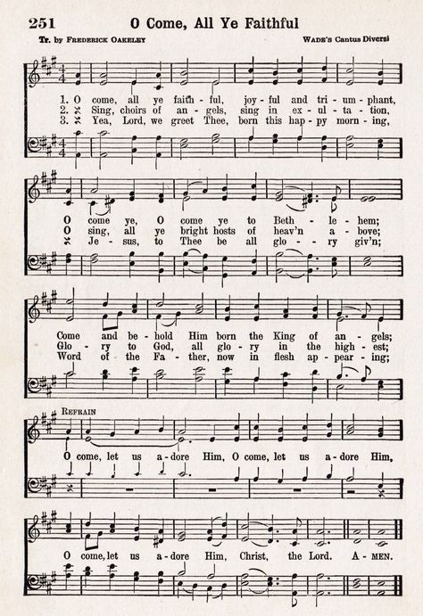 O Come, All Ye Faithful - Printable Antique Christmas Music Page from KnickofTime.net Vintage Christmas Sheet Music, Christmas Carols Lyrics, Christmas Carols Songs, Music Pages, O Come All Ye Faithful, Xmas Music, Hymn Sheet Music, Christmas Lyrics, Christmas Sheet Music