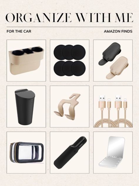 Thing To Have In Your Car, Neutral Car Aesthetic, Car Organisation Aesthetic, Work From Car Organization, Men Car Accessories, Amazon Car Organization, Aesthetic Car Essentials, Organized Car Aesthetic, Neutral Car Accessories