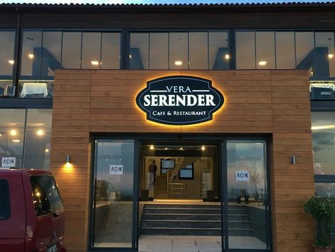 Signage Design Outdoor Shop Fronts, Restaurant Exterior Design, Custom Outdoor Signs, Cafe Exterior, Commercial Design Exterior, Restaurant Exterior, Cladding Design, Shop Signage, Sign Board Design