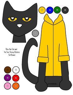 Pete The Cat Buttons, Pete The Cats, Flannel Board Stories, Cat Template, Felt Board Stories, Felt Stories, Cat Activity, Flannel Board, Story Activities