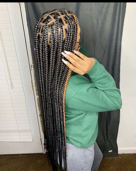 Big Knotless Box Braids With Dramatic Edges, Large Knotless Braids Hairstyles With Color, Black Kids Braids Hairstyles, Skunk Stripe, Big Box Braids Hairstyles, Goddess Braids Hairstyles, Long Box Braids, Braided Hairstyle, Box Braids Hairstyles For Black Women