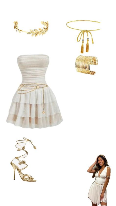 ....... Greek Gods And Goddesses Outfits, Roman Outfits, Aphrodite Costume, Roman Clothes, Goddess Outfit, Goddess Aesthetic, Greek Goddess Costume, Goddess Costume, Greek Gods And Goddesses