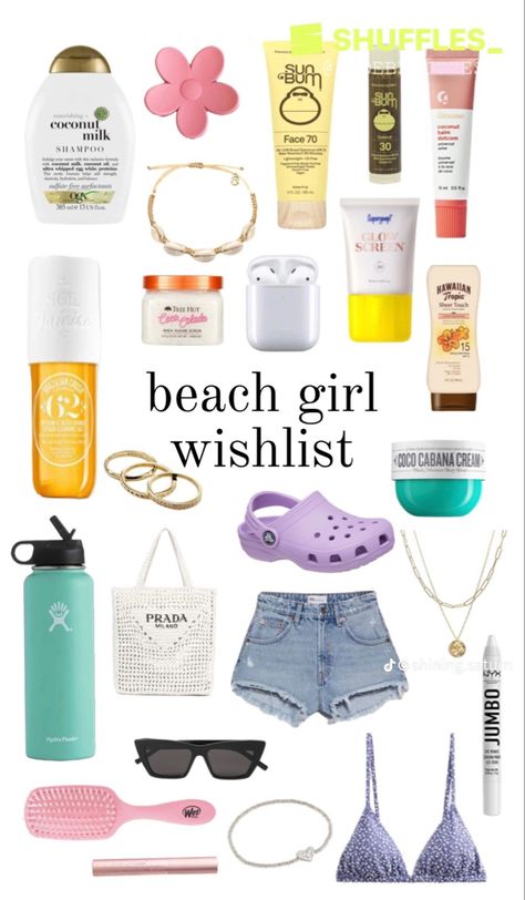 Summer Girl Essentials, Beach Girl Essentials List, Cute Summer Accessories, Summer Must Haves 2024, Cute Summer Stuff, Summer Needs Products, Beach Basket Gift Ideas, Beachy Products, Summer Bag Essentials