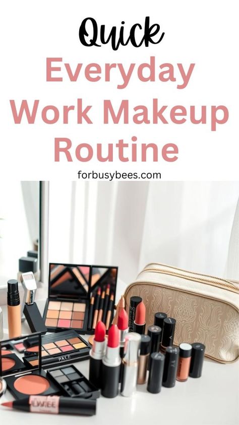 Quick Everyday Work Makeup Routine Quick Work Makeup, Work From Home Makeup, Everyday Work Makeup, Office Makeup Looks, Make Up For Work, Work Morning Routine, Work Makeup Looks, Makeup For Work, Morning Makeup Routine