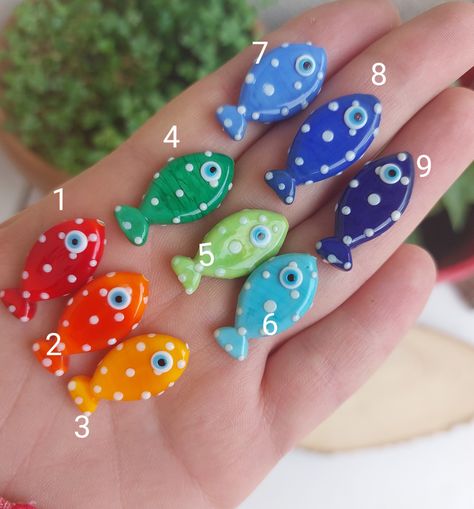 Fish Beads, Beads For Sale, Cat Bead, Handmade Lampwork Bead, Colorful Fish, Fairy Angel, Lampwork Glass Beads, Support Handmade, Polka Dots