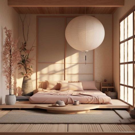 Bedroom Japanese Style, Japanese Bedroom Ideas, Japanese Bedroom Design, Japanese Style Bedroom, Beautiful Bed Designs, Japanese Bedroom, Japandi Interior Design, Zen Interiors, Japanese Home Design