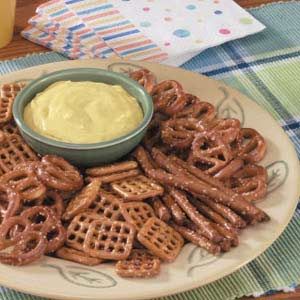 Pretzel Mustard Dip Recipe- Recipes  —Bonnie Capper-Eckstein, Brooklyn Park, Minnesota Pretzel Mustard Dip, Pretzel Dip Recipes, Ranch Pretzels, Mustard Pretzels, Mustard Dip, Pretzel Dip, Pretzels Recipe, Easy Appetizers, Wrap Recipes