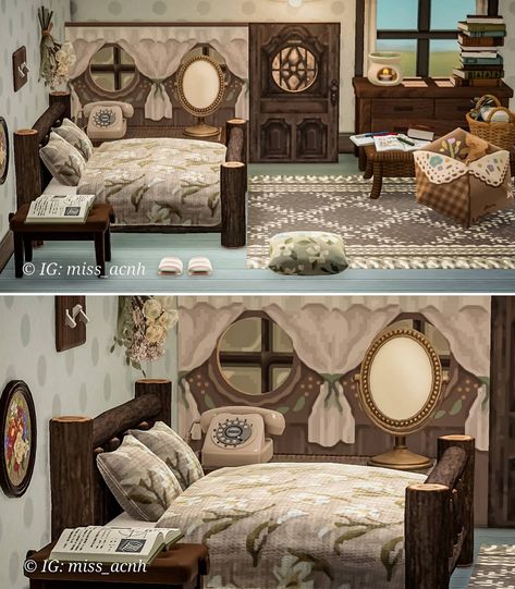 Cottage Core Animal Crossing, Acnh Cottagecore, Happy Home Designer, Animal Crossing Qr Codes Clothes, Acnh Ideas, New Animal Crossing, Romantic Bedroom, Vintage Bedroom, Island Ideas