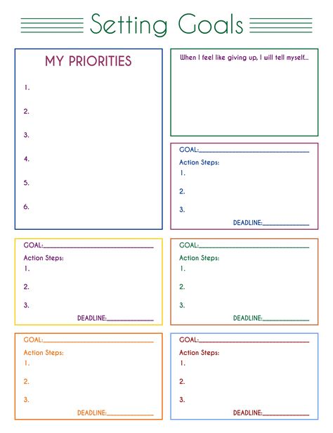 Motivational Worksheets Free Printable, Goals Chart Ideas, Work Templates Free Printables, Goals Worksheet Printables Free, Goal Setting Template Free Printable, Power Sheets Printable, Goal Coloring Sheet, Family Goal Board Ideas, School Goals List