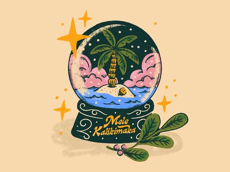 Coastal Christmas Decor, Mele Kalikimaka, Coastal Christmas, Holiday Illustrations, Snow Globe, Tree Designs, Holiday Festival, Enchanted, Creative Professional