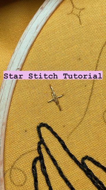 Beaded Star Embroidery, Embroidery Star Stitch, Small Star Embroidery, Moon Embroidery Tutorial, Moon And Stars Embroidery Pattern, Star Stitch Embroidery Tutorial, Hand Embroidery Star Stitch, How To Embroider Stars Easy, Moon Star Embroidery