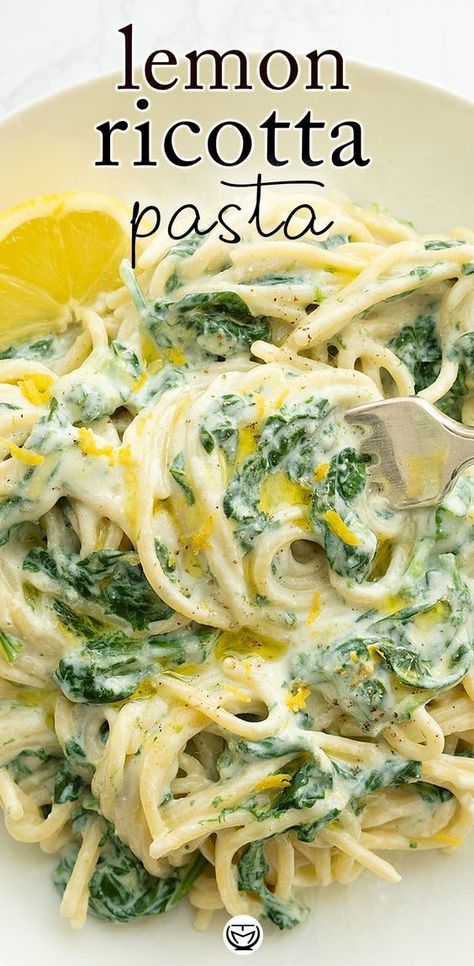 Ricotta Spaghetti, Lemon Ricotta Pasta, Pasta With Spinach, Ricotta Pasta, Lemon Ricotta, Pasta Dinners, Pasta Dinner Recipes, Spinach Pasta, Tortellini