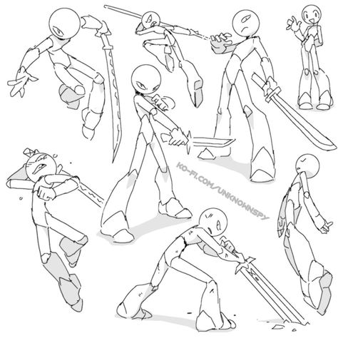 Anime Poses Perspective, Stickman Action Poses, Anime Poses Reference Sketch, Dynamic Perspective Poses Drawing, Friends Walking Reference, Gaming Poses Drawing, Chibi Swordsman Pose, Minecraft Poses Reference, Poses Anime Reference