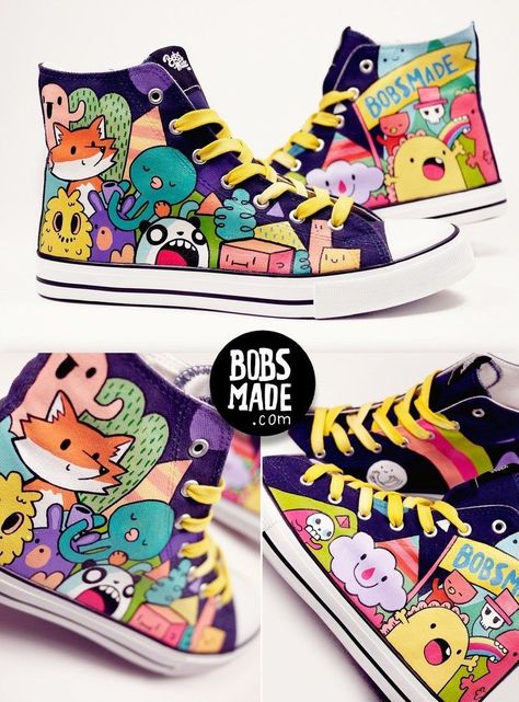 Canvas Shoes Diy, Zapatillas Nike Air Force, Sharpie Shoes, Painted Shoes Diy, Happy Monster, Painted Canvas Shoes, Custom Painted Shoes, Custom Shoes Diy, Diy Sneakers