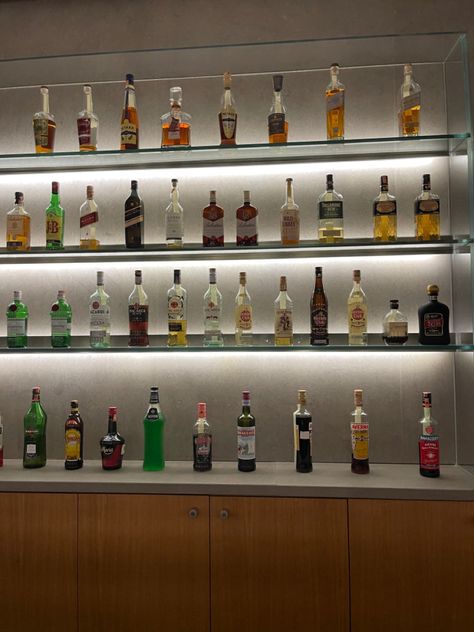 bar at a club Alcohol Wall, Bottle Display, Wine Rack, Wine, Bar, Wall, Furniture, Quick Saves, Home Decor