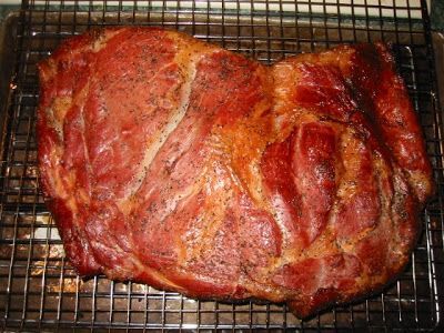 Buckboard bacon, made from a pork shoulder rather than pork belly, is a simple to make treat with many rewards. It's fresh, since you made ... Buckboard Bacon, Smoked Bacon Recipes, Curing Bacon, Cured Meat Recipes, Homemade Sausage Recipes, Jerky Recipes, Bacon Sausage, Homemade Sausage, Smoked Pork