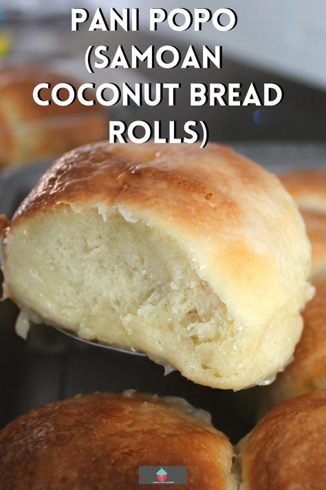 Samoan Coconut Buns, Coconut Cream Bread, German Buns Samoan Recipe, Cuban Bread Recipe Homemade, Pani Popo Recipe Samoan, Coconut Buns Recipe, Sweet Coconut Bread Recipe, Pani Popo Recipe, Soft Bread Rolls