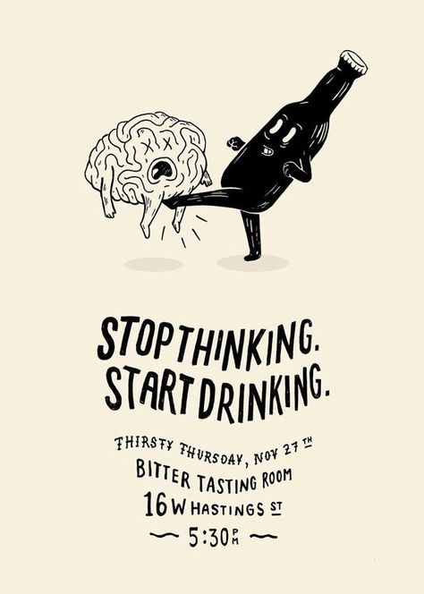 Stop Thinking – Illustration in Poster Illustration Design Graphique, Polish Poster, Graphisches Design, Gig Poster, Desain Editorial, Drinks Design, Stop Thinking, Mail Art, Illustrations And Posters