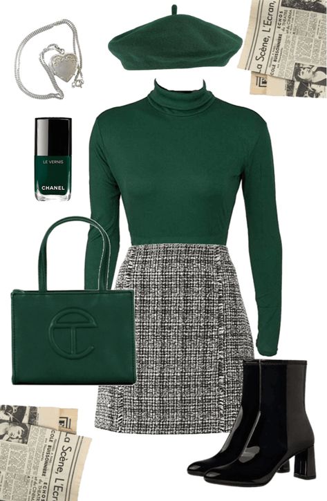 Green And Gold Outfit Classy, Posh Fashion, Sweater And Skirt, Design Moda, Classy Work Outfits, Stylish Work Outfits, Looks Chic, Fall Fashion Outfits, Business Casual Outfits