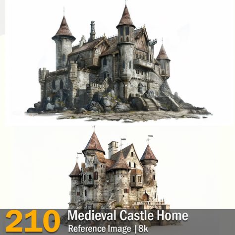 Medieval Castle Home | Reference Images | 8K,  on ArtStation at https://www.artstation.com/artwork/obnlJw Medieval City Layout, Medieval Castle Layout, Castle Silhouette Medieval, Early Medieval Castle, Castle Cross Section, Medieval Walled City, Castle Home, Minecraft Castle, Building Concept