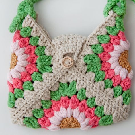 Crochet Patches, Mom Bag, Design Bags, Mom Bags, Crochet Sunflower, Crochet Purse, Small Pouch, Square Crochet, Crochet Lovers