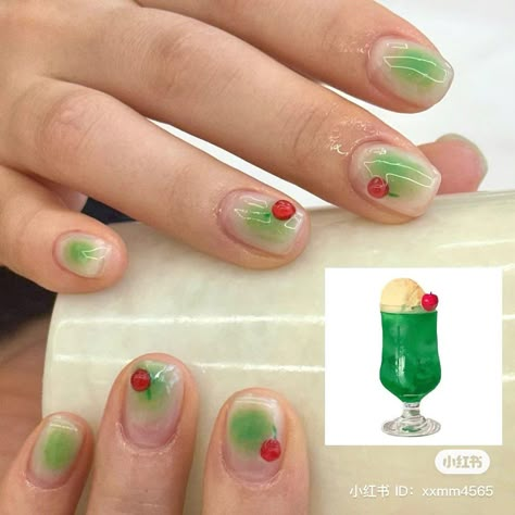 Soda Nails, Melon Soda, Minimal Nails Art, Hippie Nails, Minimal Nails, Pretty Gel Nails, Really Cute Nails, Cream Soda, Nail Idea