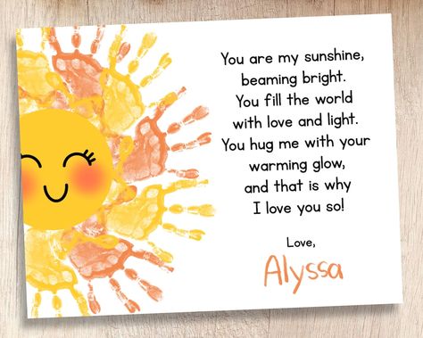 Mothers Day Crafts Preschool, Mother's Day Projects, Mothers Day Poems, Toddler Arts And Crafts, Handprint Craft, Mothers Day Crafts For Kids, Handprint Crafts, Art Activity, Daycare Crafts