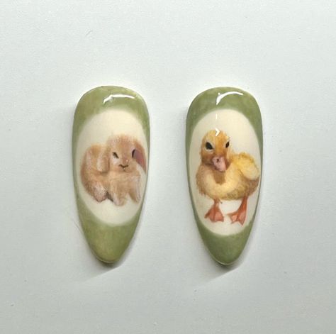 🌿🐇 𝐒𝐏𝐑𝐈𝐍𝐆 𝐏𝐈��𝐂𝐍𝐈𝐂 🌷🦆 I dreamt of this set last month… it’s nice to see it in reality #nails #nailsnailsnails #nailart #nailsofinstagram #bunnynailart #bunny #nature #cottagecore #pressonnails #pressons #smallbusiness #naildesign #ducknails #art #themanicurecompany Nail Art Cottagecore, Picnic Nail Art, Nature Nail Art, Picnic Nails, Cottagecore Nails, Bunny Nature, Lexi Nails, Nature Cottagecore, Spring Picnic