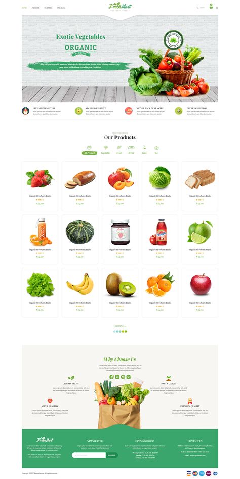 FreshMart - Organic Food Template on Behance Food Website Design, Organic Food Shop, Food Web Design, Food Template, Food Logo Design, Dropshipping Store, Open Board, Food Web, Creative Web Design