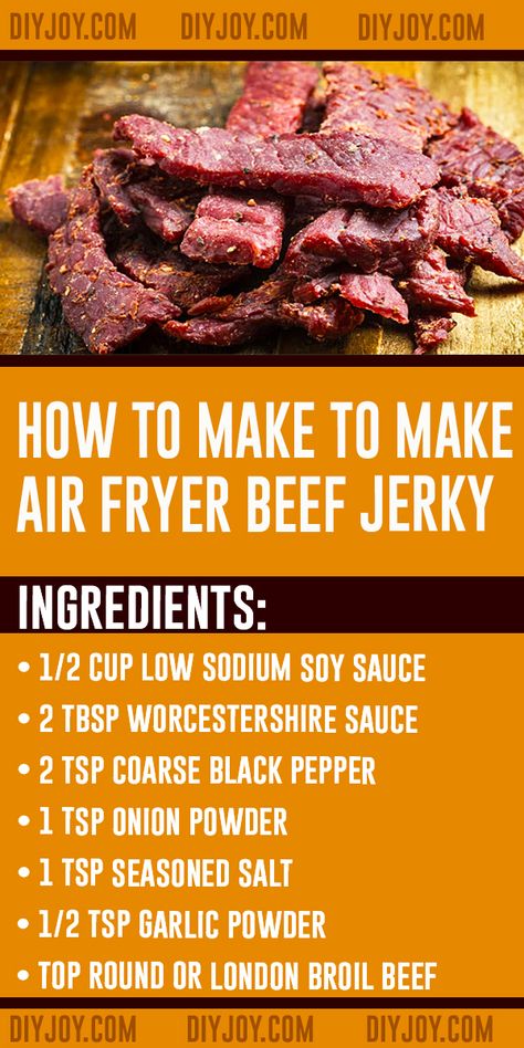 Air Fryer Beef Jerky, Air Fryer Beef, Air Fryer Recipes Beef, Homemade Beef Jerky, Bars Healthy, Air Fryer Recipes Snacks, Deer Recipes, Beef Jerky Recipes, Air Fryer Cooking Times