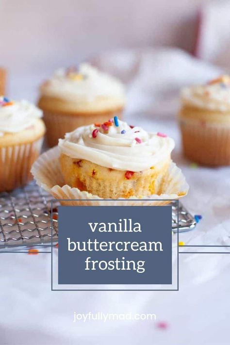 Vanilla buttercream frosting will take your homemade baked goods to the next level. An easy recipe with the most creamy results! Vanilla Frosting Recipe, Vanilla Buttercream Frosting Recipe, Homemade Baked Goods, Best Buttercream Frosting, One Layer Cakes, Homemade Buttercream Frosting, Best Buttercream, Homemade Frosting, Chewy Sugar Cookies