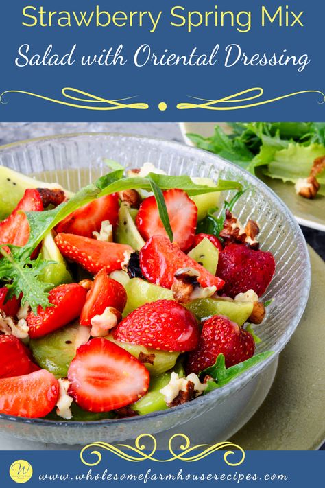 Strawberry Spring Mix Salad with Oriental Dressing Spring Mix Salad Recipes, Light Salad Dressing, Salad Vinaigrette, Salad Spring, Balsamic Vinaigrette Salad, Strawberry Feta, Mix Salad, Spring Mix Salad, Cold Salads