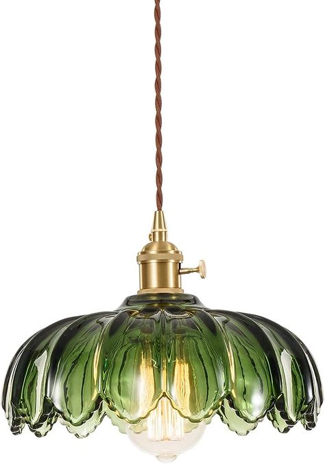 Glass Pendant Lighting Kitchen, Green Pendant Light, Retro Chandelier, Lustre Vintage, Gold Pendant Lighting, Glass Light Fixture, Vintage Light Fixtures, Vintage Pendant Lighting, Suspension Vintage