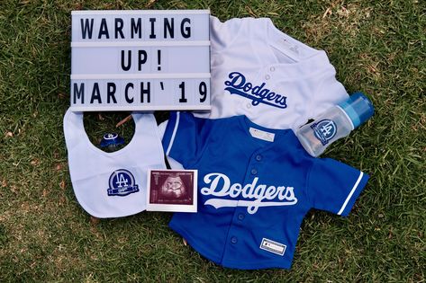 Baseball Baby Announcement, Baseball Pregnancy Announcement, Baseball Maternity, Dodgers Outfit, Second Baby Announcements, Pregnancy Announcement To Parents, Twins Announcement, Baby Announcement To Husband, Baseball Nursery