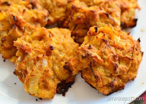 Onion Bhaji Recipes, Onion Bhajis, Baked Onion, Onion Bhaji, Baked Onions, Mint Yogurt, Bhaji Recipe, Meat Free Monday, Packed Lunches