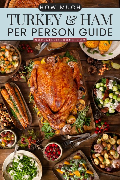 Find out how much ham and turkey per person you need for your holiday dinner with this easy guide. Use it for your next holiday meal planning and it will make hosting easier without the guesswork. Thanksgiving Wine Pairing, How Much Turkey, Friendsgiving Food Ideas, Holiday Meal Planning, Friendsgiving Food, Thanksgiving Wine, Thanksgiving Break, Thanksgiving Dishes, Thanksgiving Feast