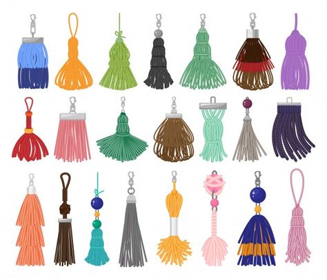 Tassel Illustration, Digital Invitations Wedding, Vector Cartoon, Tassel Fringe, Icon Illustration, Geometric Art, Digital Invitations, Premium Vector, Tassel Necklace