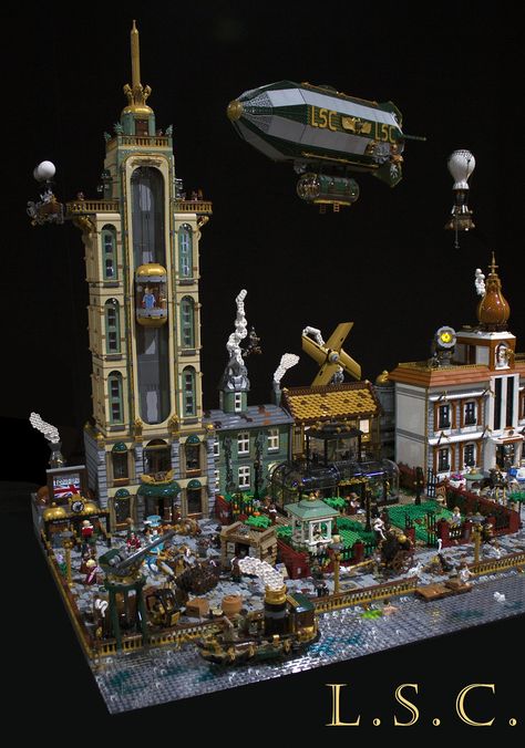 Lego Steam Company - Steampunk layout 2019 | The Lego Steam … | Flickr Steam Power Plant, Tall Chimney, Lego Steampunk, Minecraft Create, Moving Train, Lego Creator Sets, Steampunk City, Lego Furniture, Big Lego