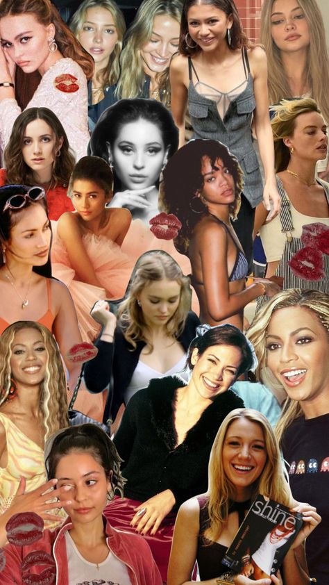 Aesthetic Famous People, Famous People Aesthetic, Celebrity Collage Wallpaper, Celebrity Collage, 90’s Hairstyles, Y2k Hairstyles, 90s Hairstyles, Celebrity Wallpapers, Famous Singers