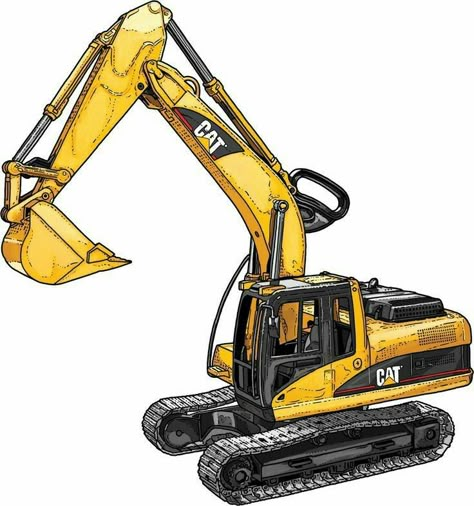 Excavator Logo, Truk Besar, Construction Theme Party, Cat Excavator, Motorcycle Illustration, Crash Test, Cool Car Drawings, Truck Coloring Pages, Cat Stands