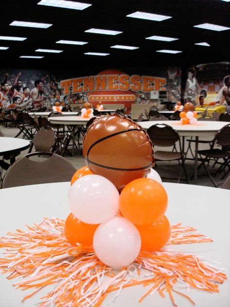 Basketball Centerpieces, Sports Centerpieces, Ball Birthday Party, Banquet Centerpieces, Basketball Scoreboard, Basketball Decorations, Sports Banquet, Ball Birthday Parties, Basketball Party